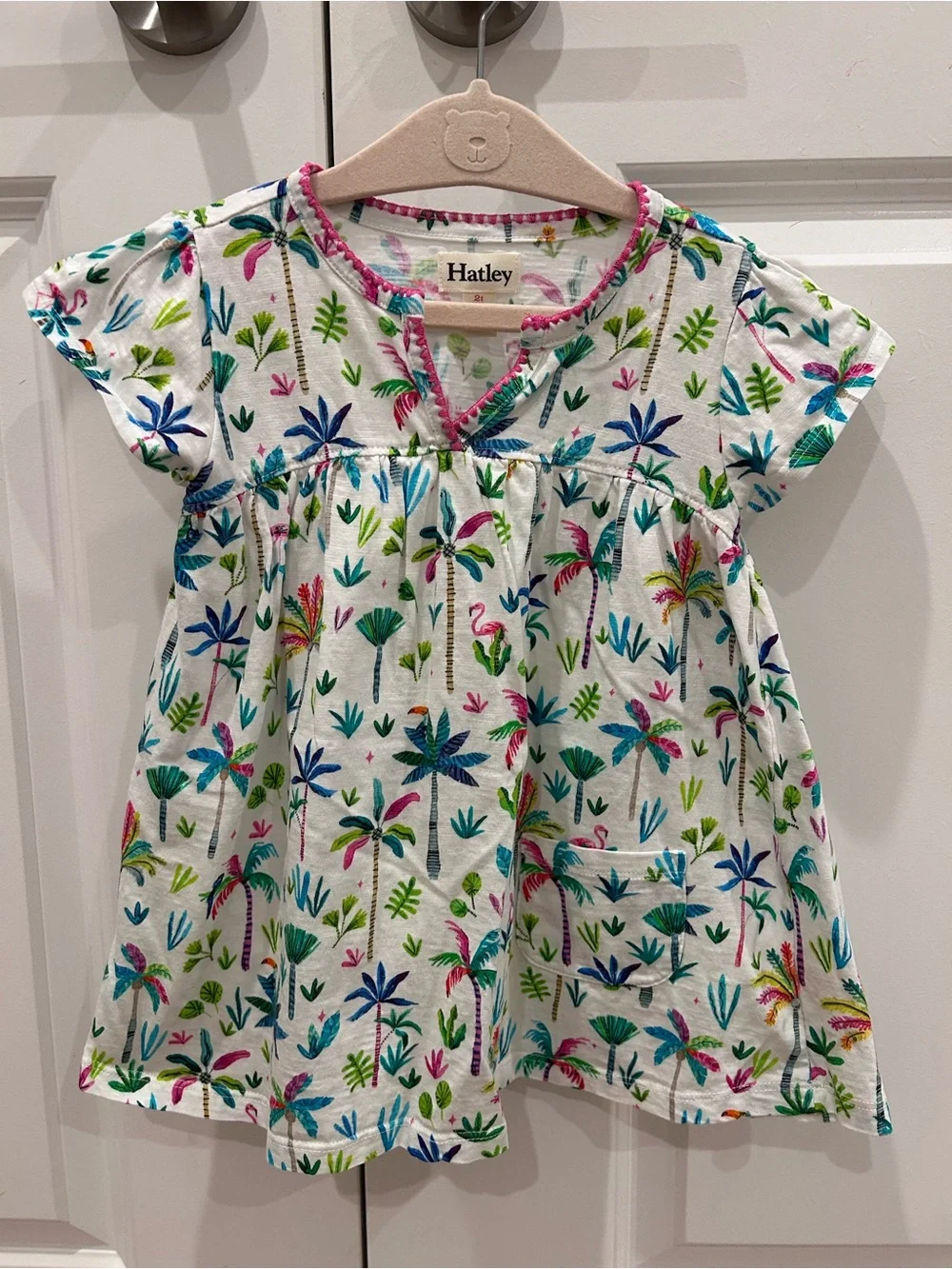 Hatley White Short Sleeve Tropical Print Dress